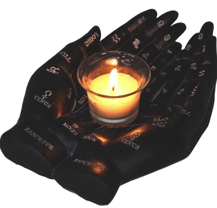 Svart Polysten Palmistry Hand Ornament med ljushållare - 2