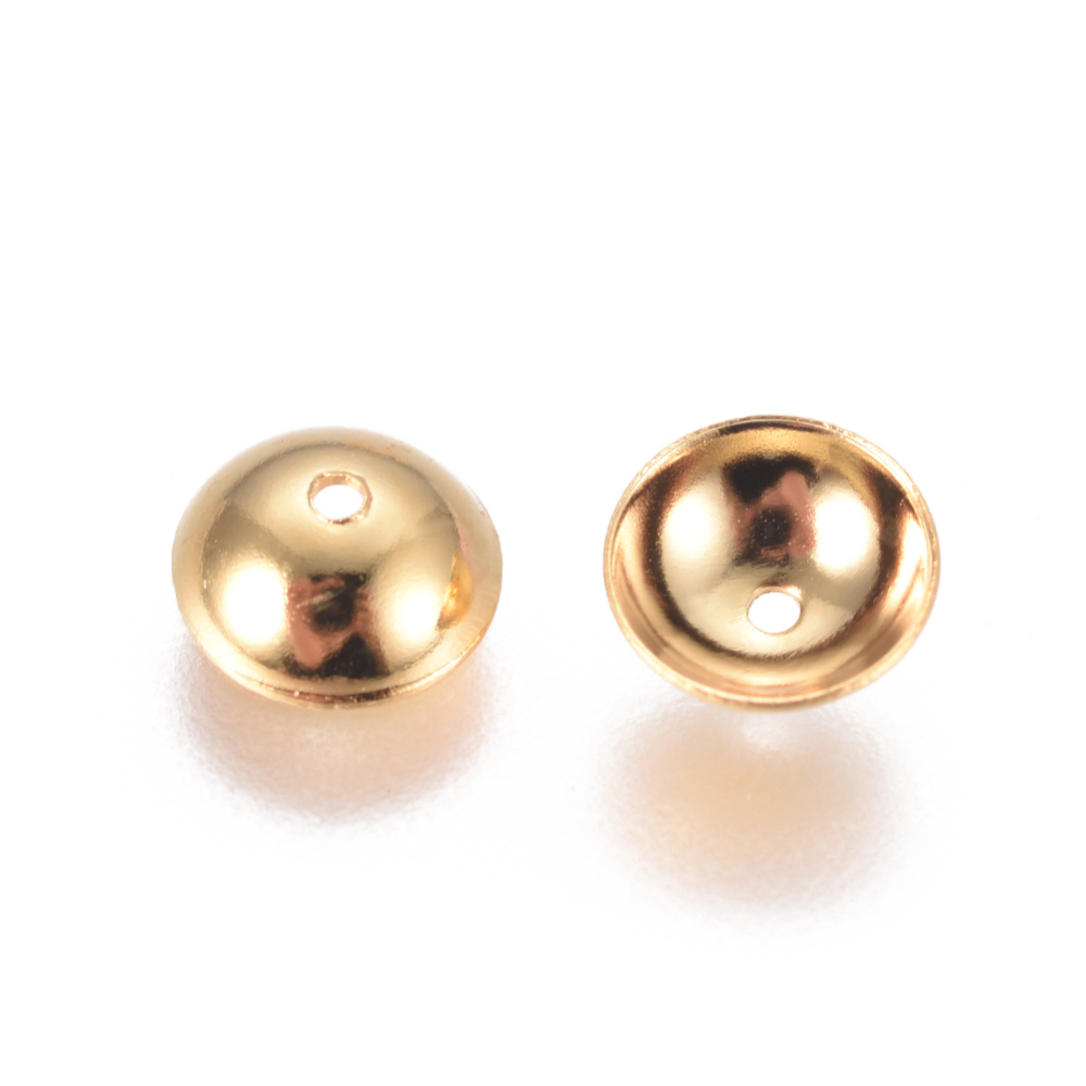 Pärlkåpa rund 6 mm 18K förgyllt stål 20 st - 2