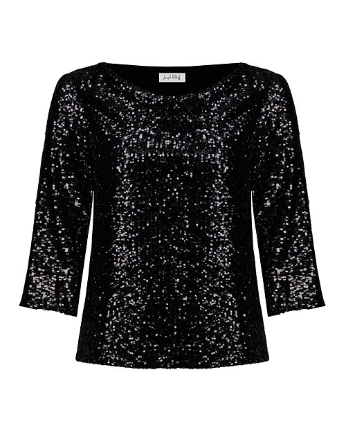 Glittertopp med sjalkrage svart - 5