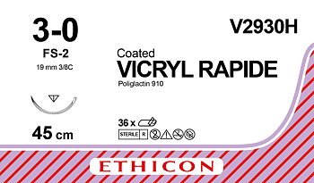 Vicryl Rapide sutur 3-0, V2930H, FS-2 needle, 45 cm undyed 36 stk.