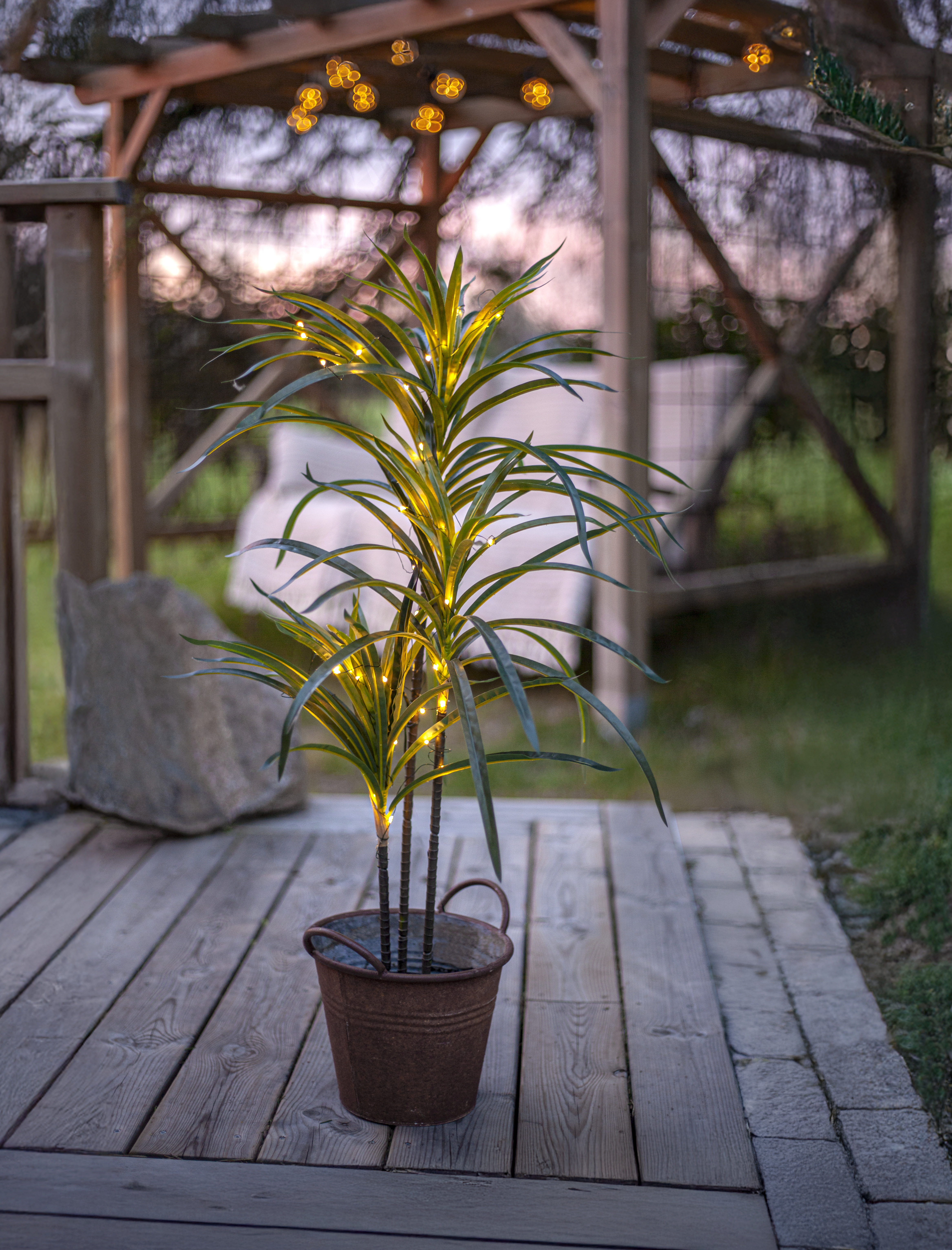 Decorative tree - Artificial plant - Tree with light string - 90x55 cm - 2