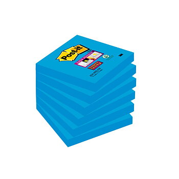 Post-it® Super Sticky-notislappar 76 x 76 mm, Electric Blue, 90 blad, 654-6SP-EB