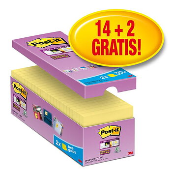 Post-it® Super Sticky 76x76mm gul 16/fp