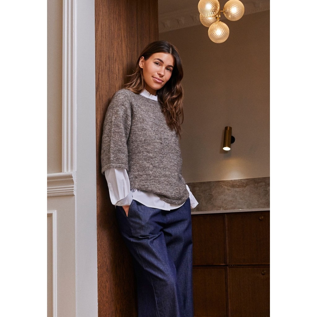 Anna 3/4 Sleeve Pullover - Taupe Melange - Isay