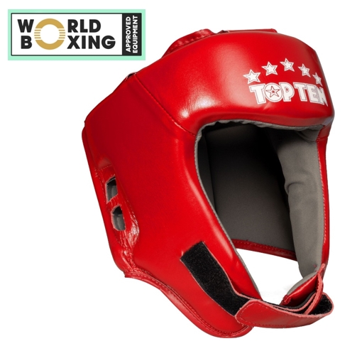 Topten Headguard World Boxning Leather, Red