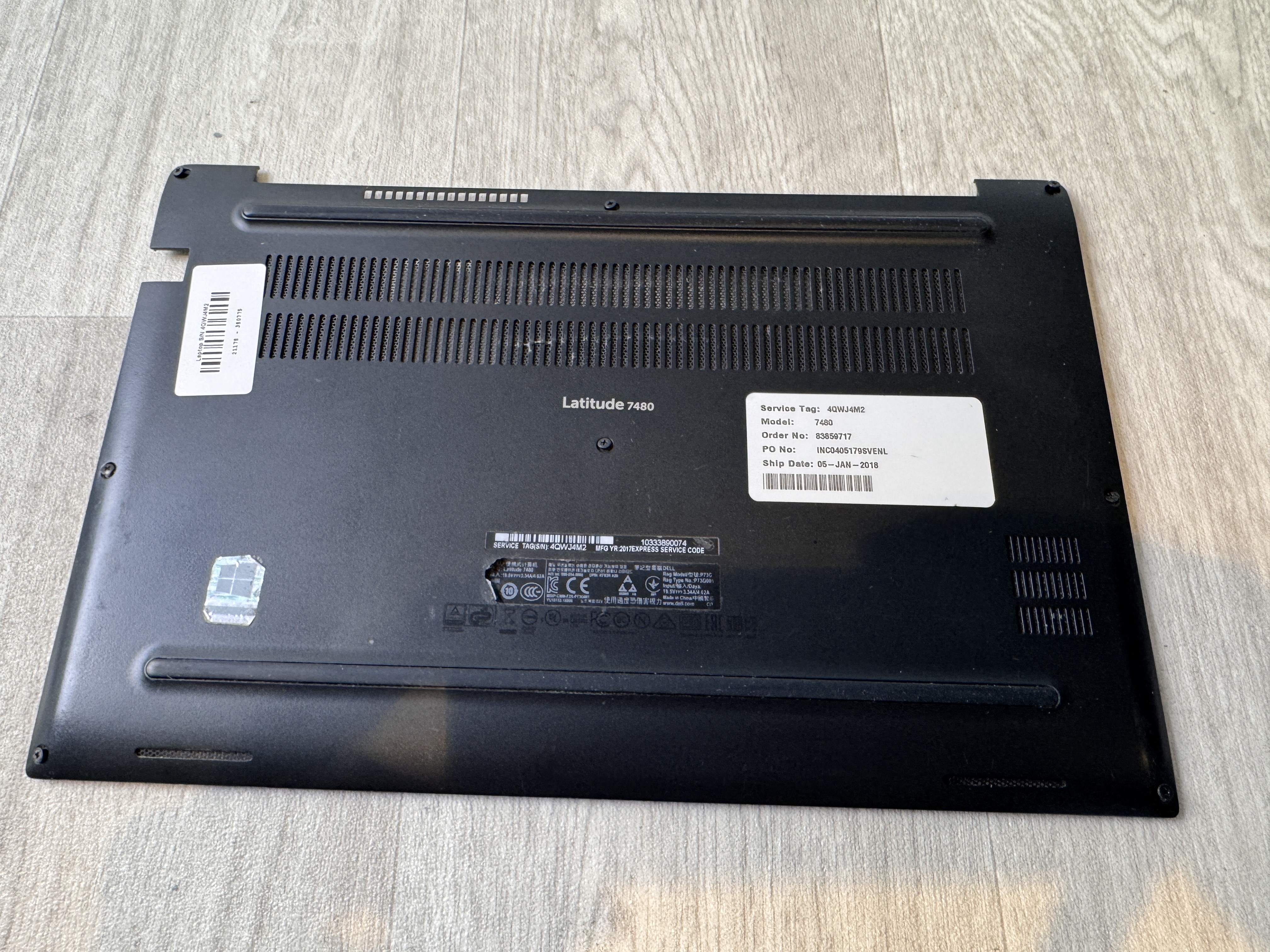 Original Dell Bottenplatta Bottom Case Cover för Latitude 7480 CN-0HR70F 0HR70F HR70F