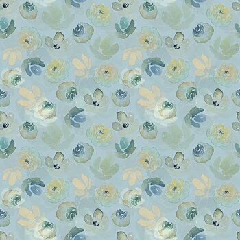 Tyg - Enchanted Floral Toss Turkos - Enchanted Florals