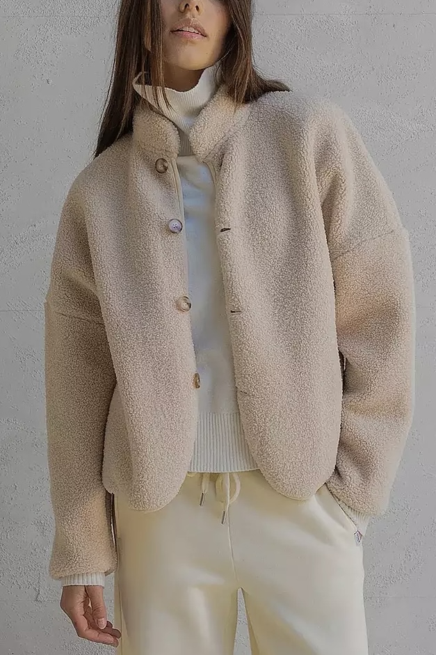 Penn & Ink NY  - Teddy Jacket Ecru - 2