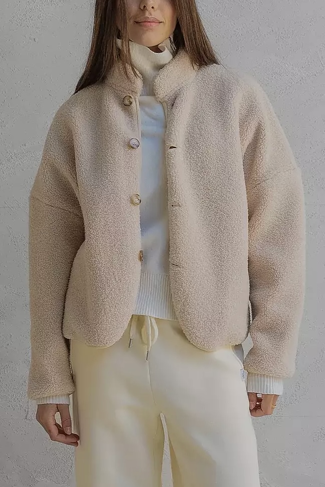 Penn & Ink NY  - Teddy Jacket Ecru