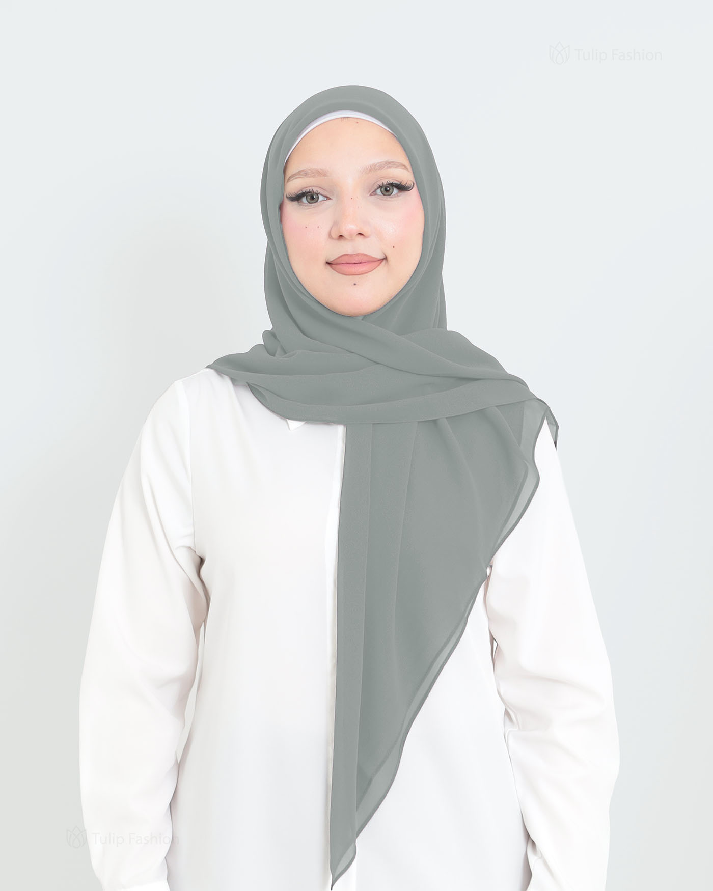 Hijab - Square Chiffon 120 cm - Light Gray