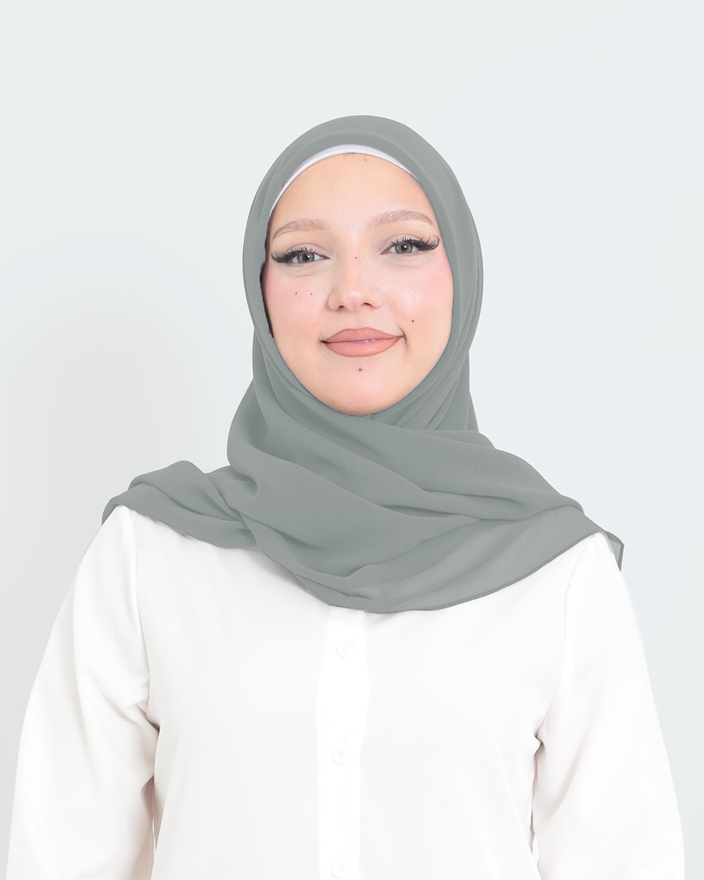Hijab - Square Chiffon 120 cm - Light Gray - 3