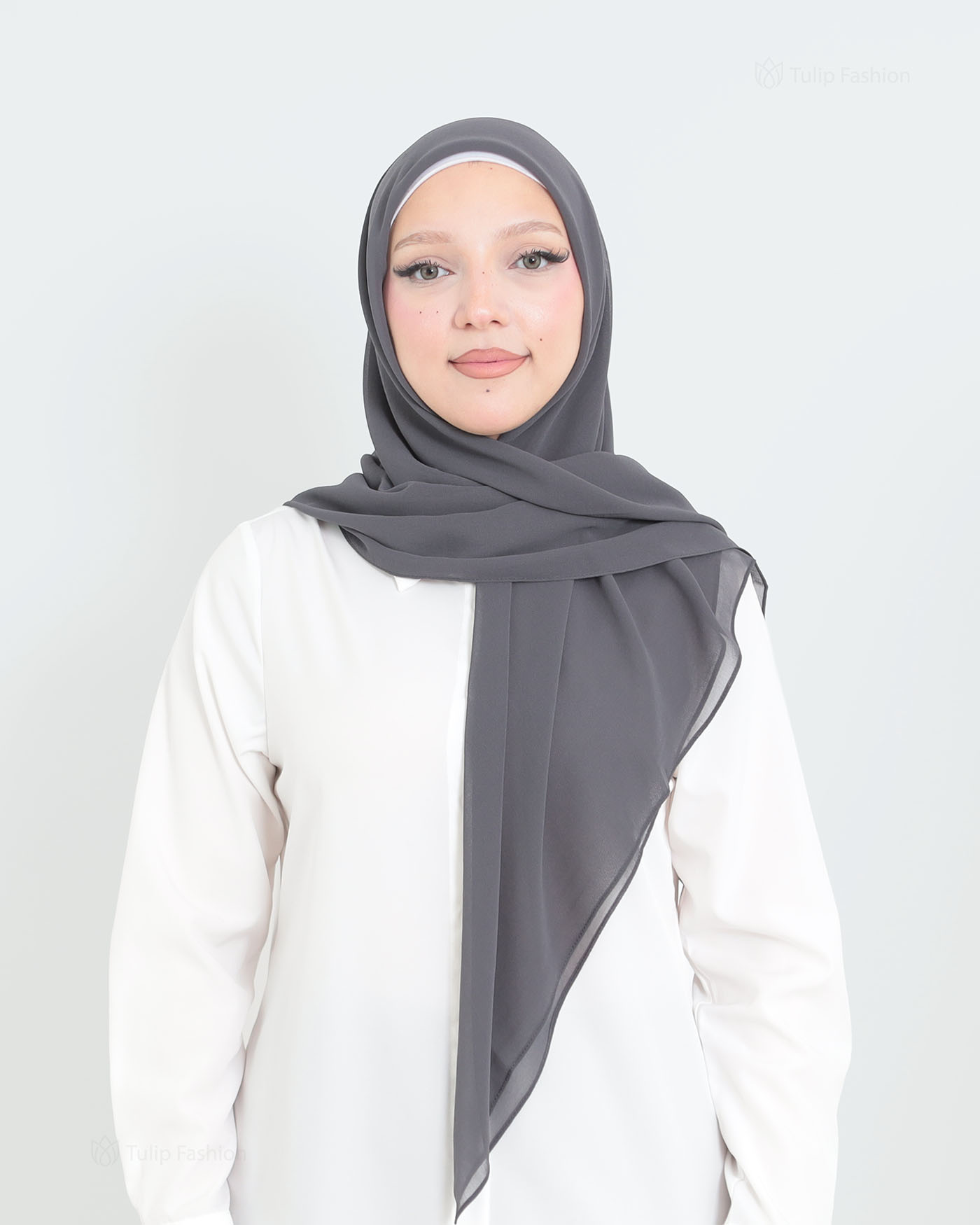 Hijab - Square Chiffon 120 cm - Dark Gray