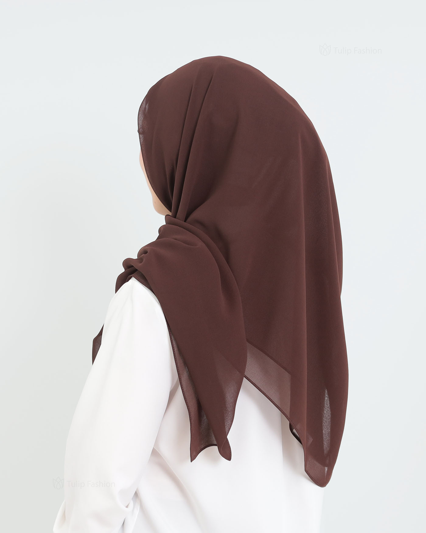 Hijab - Square Chiffon 120 cm - Dark Brown - 3