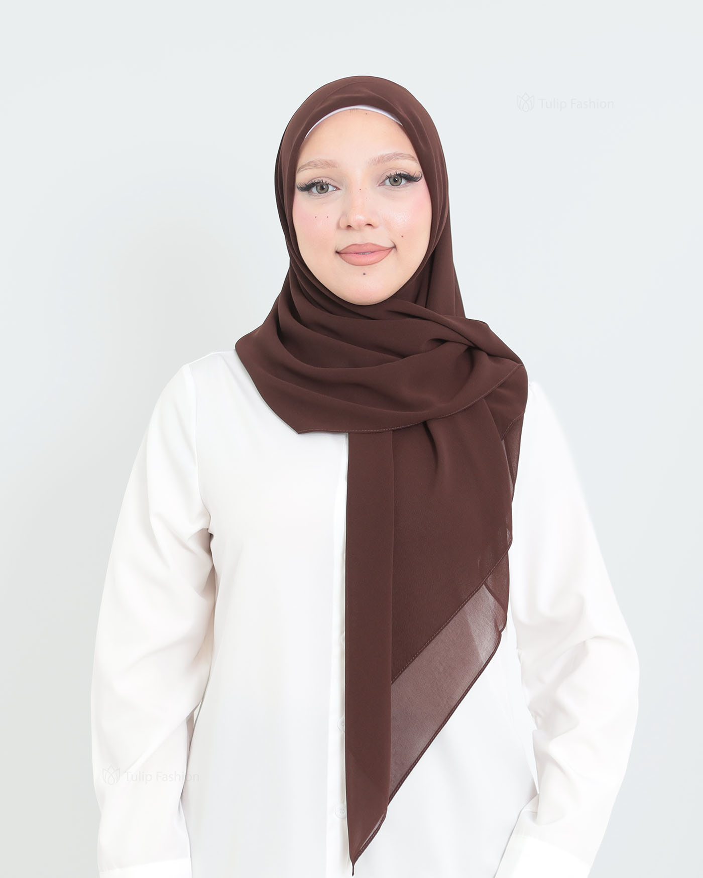 Hijab - Square Chiffon 120 cm - Dark Brown