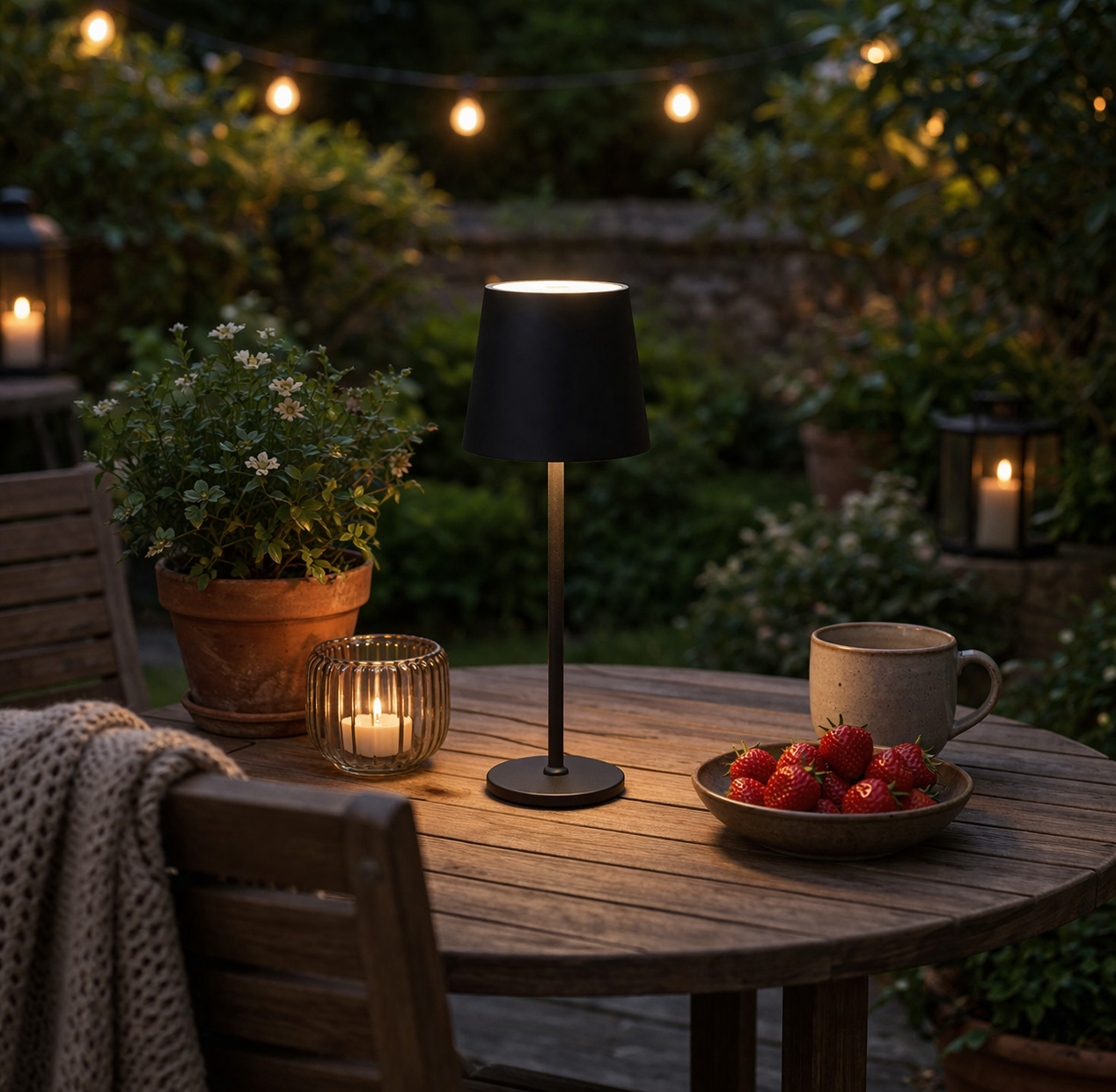 Portabel lampa med 3 olika ljusstyrkor och justerbar höjd 24-38 cm