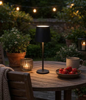Portabel lampa med 3 olika ljusstyrkor och justerbar höjd 24-38 cm