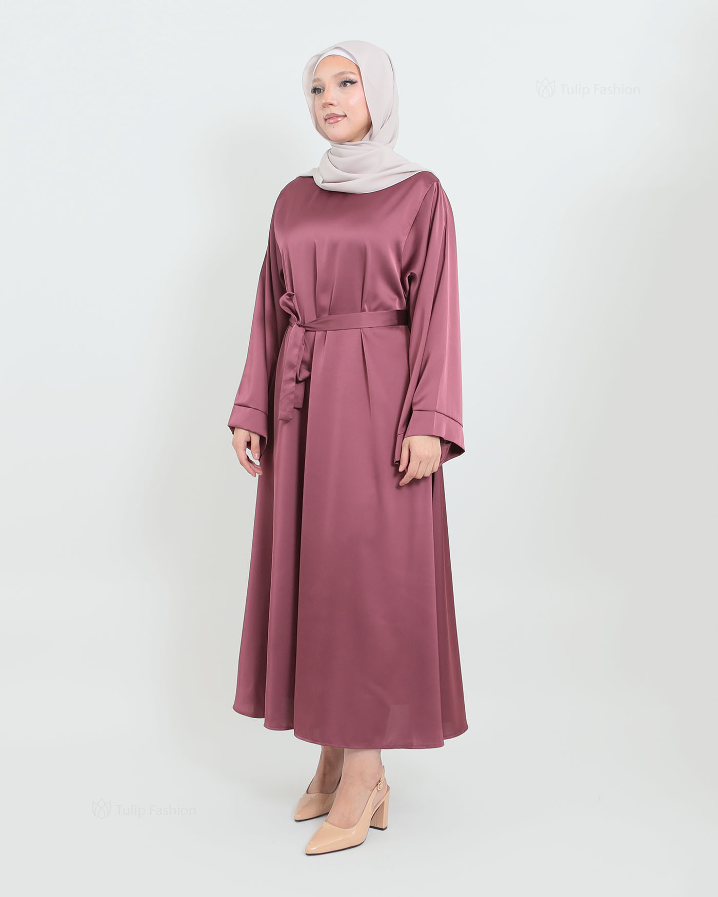 Maxi Dress in Satin - Purple - 2