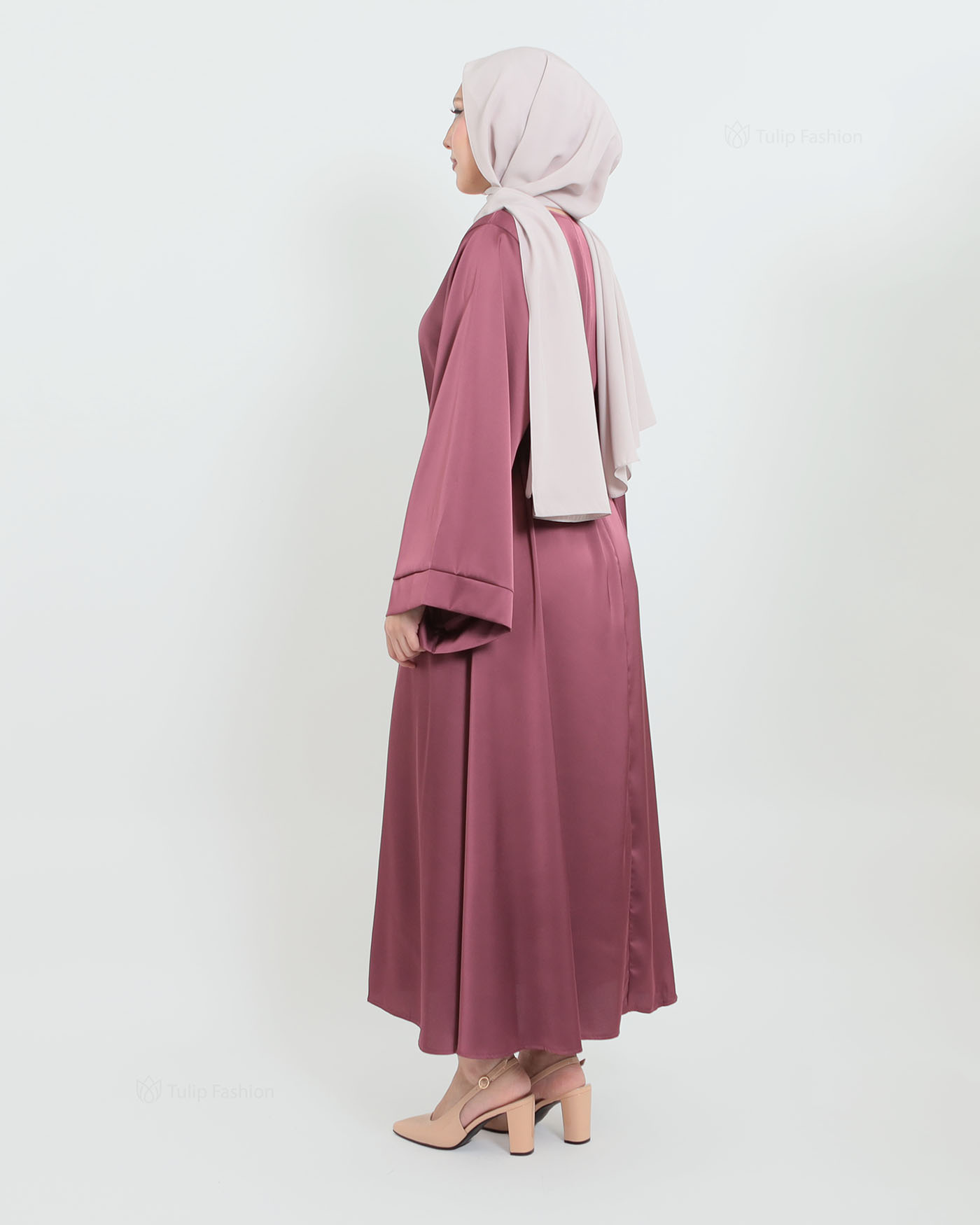 Maxi Dress in Satin - Purple - 4