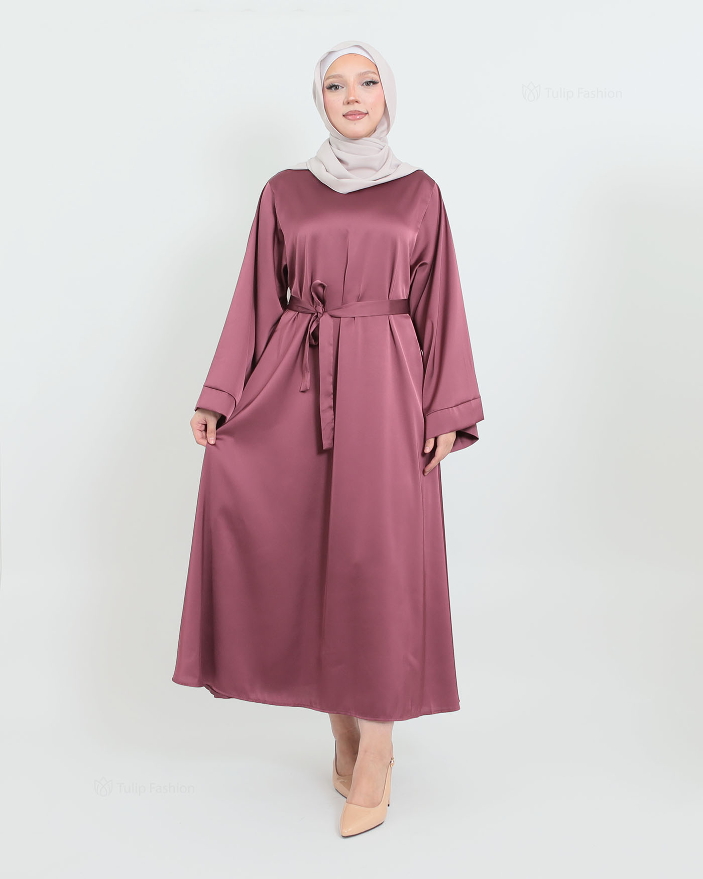 Maxi Dress in Satin - Purple - 5