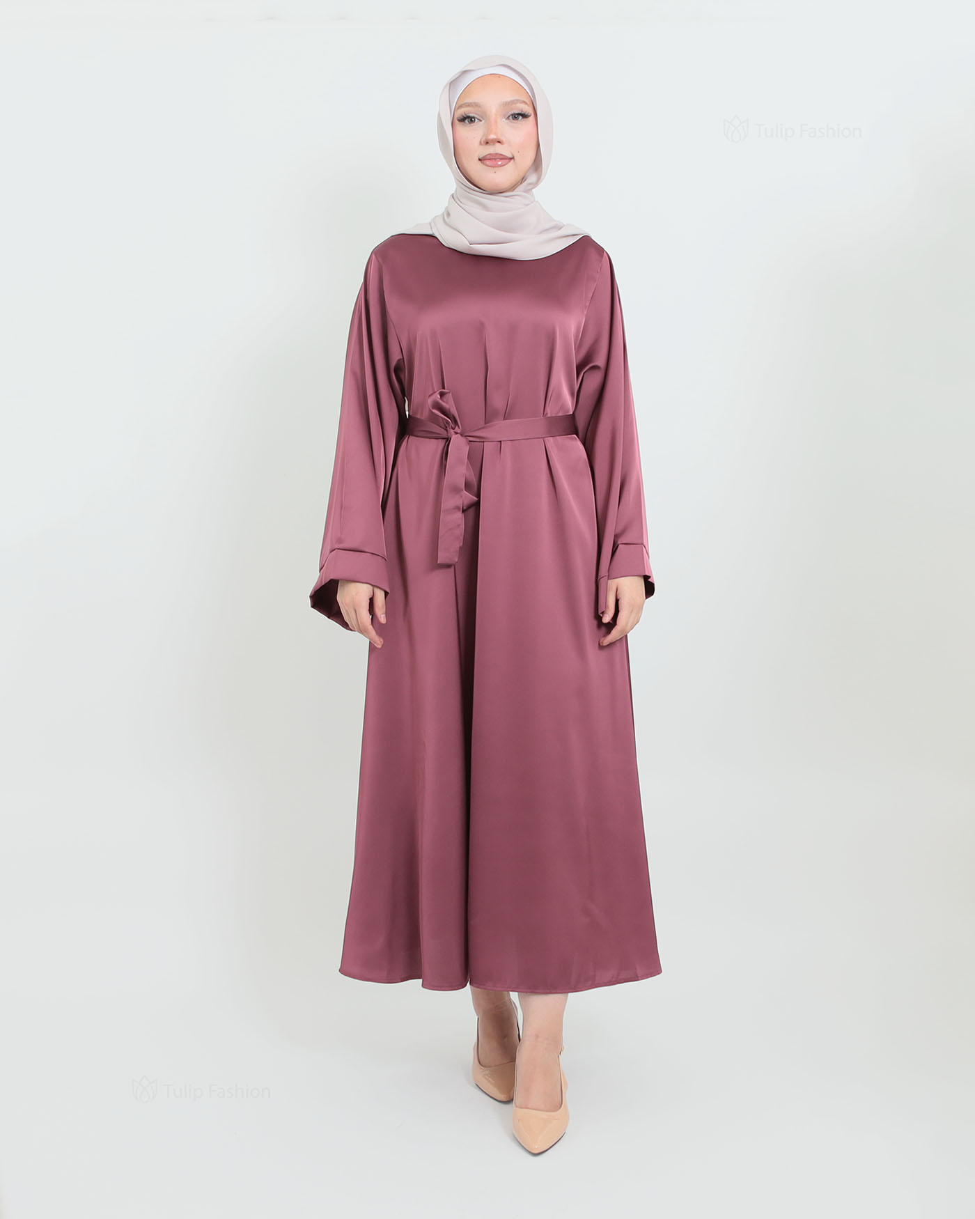 Maxi Dress in Satin - Purple