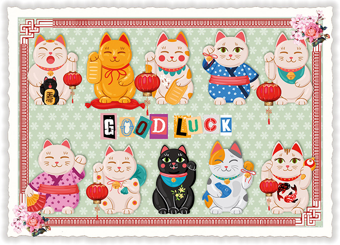 Good Luck Chinese Cats, Postcard