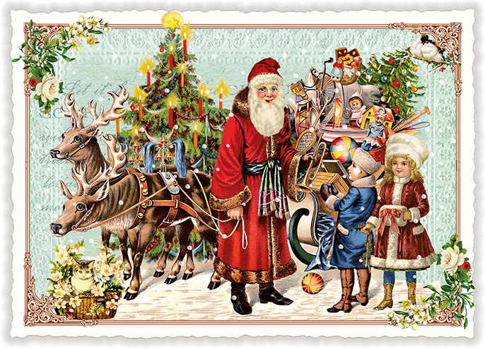 Santa Giving Presents Christmas, Postcard