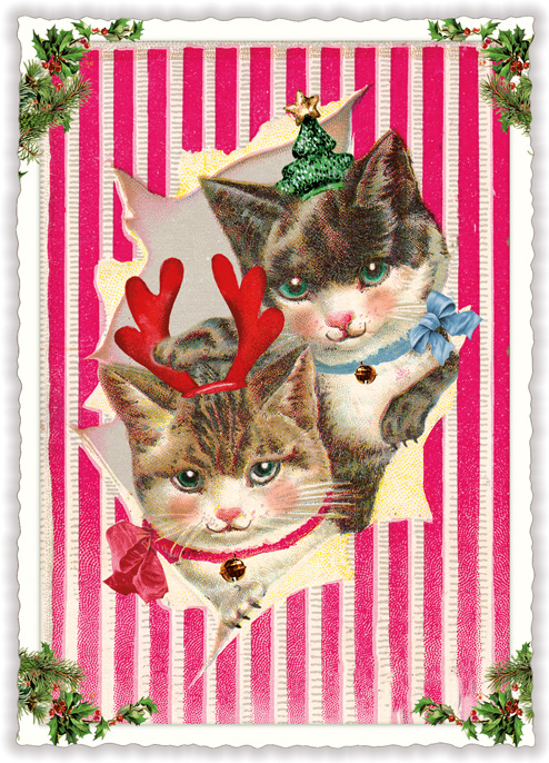 Dress-Up Cats Christmas, Postcard