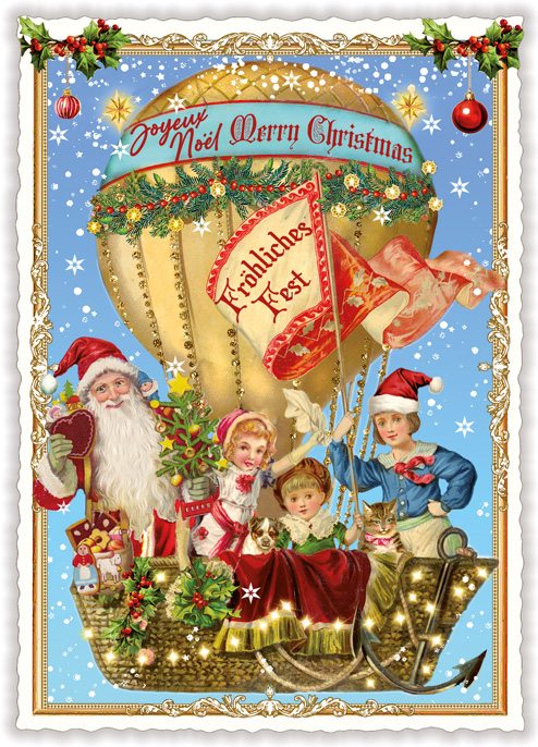 Air Balloon Christmas, Postcard