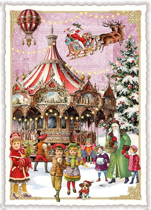 Christmas  Carousel, Postcard