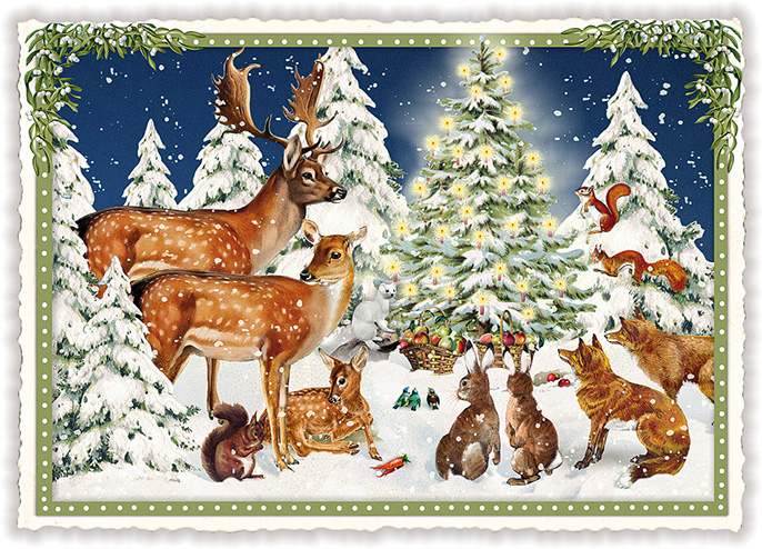 Forest Animals Christmas Postcard