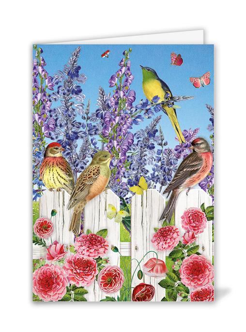 Birds on Fence, Greeting Card