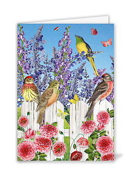 Birds on Fence, Greeting Card