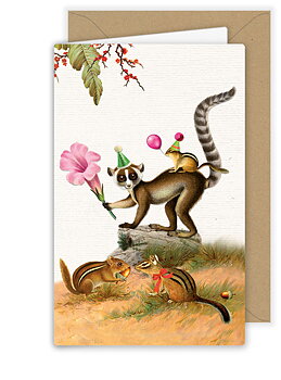 Little Lemur with a Flower, Greeting Card