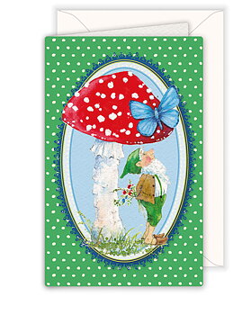 Gnome with Mushroom, Greeting Card