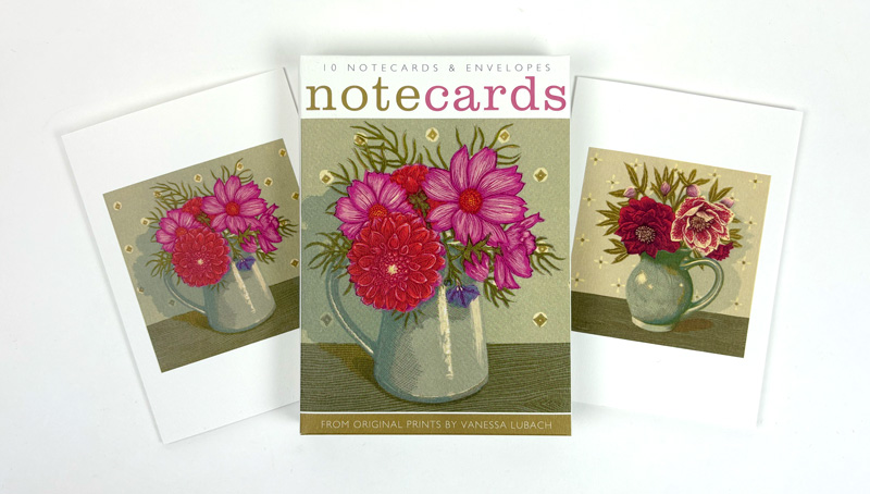 Dahlia and Cosmos & Grey Jug with Hellebores by Vanessa Lubach, Notecard Wallet - 3