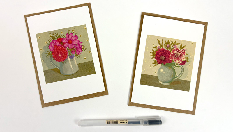 Dahlia and Cosmos & Grey Jug with Hellebores by Vanessa Lubach, Notecard Wallet - 2