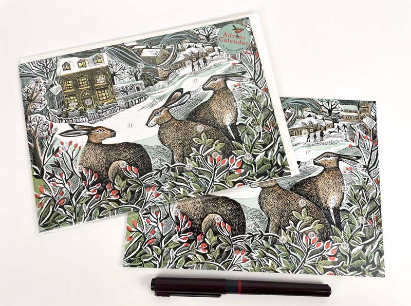 We Three Hares advent card by Angela Harding - 3