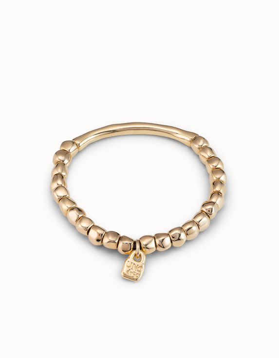 Pärlstretch Armband Med Rörformad Bit Guld