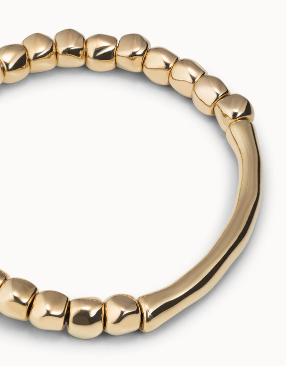 Pärlstretch Armband Med Rörformad Bit Guld - 4