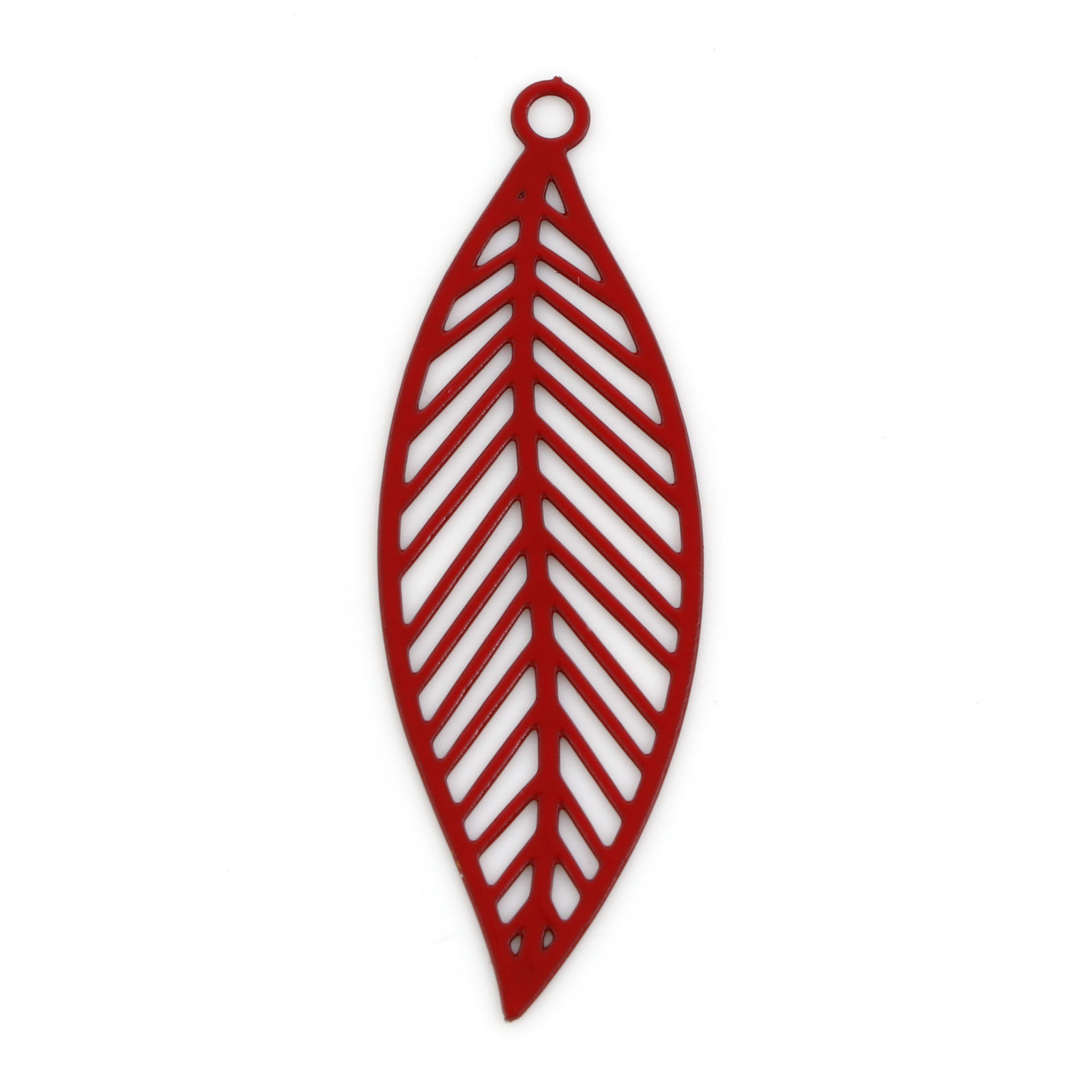 Charm Leaf  filligree , red
