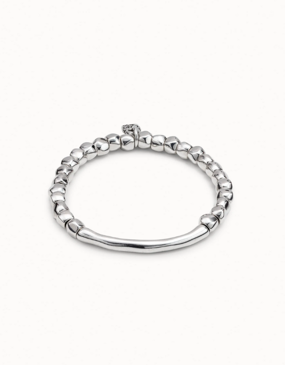 Pärlstretch Armband Med Rörformad Silver