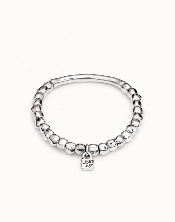 Pärlstretch Armband Med Rörformad Silver - 3
