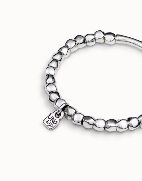 Pärlstretch Armband Med Rörformad Silver - 5