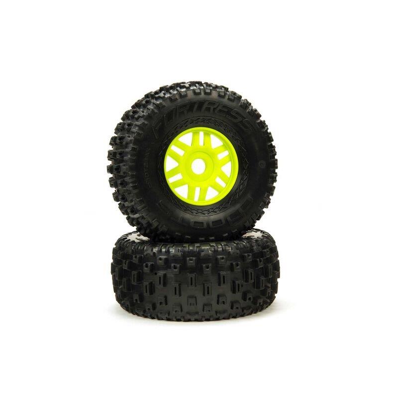 ARRMA 1/7 dBoots Fortress Front/Rear 2.4/3.3 Pre-Mount Tires,17mm Hex, Green (2)