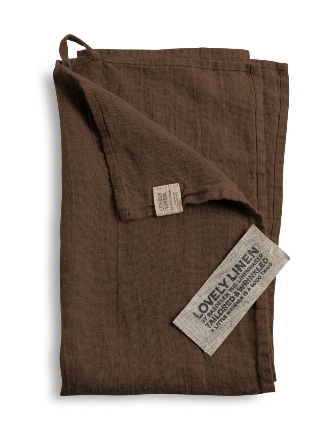 Handduk i linne chocolate 45x70 cm, Lovely Linen