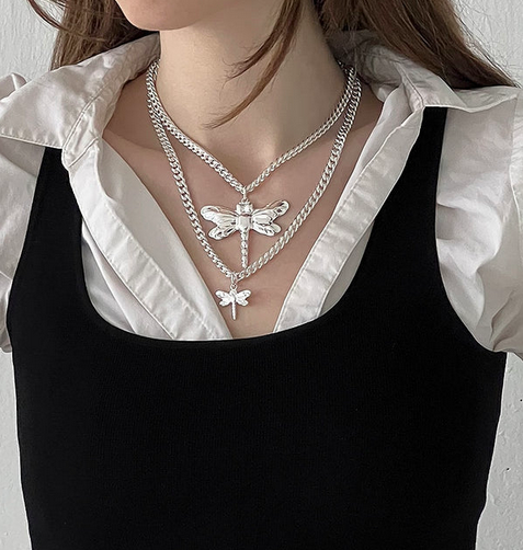 Trollslända Stor Halsband Silver - 4