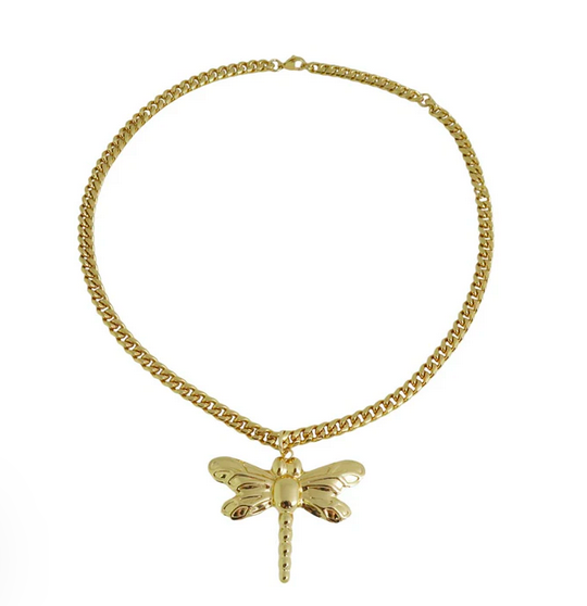 Trollslända Stor Halsband Guld