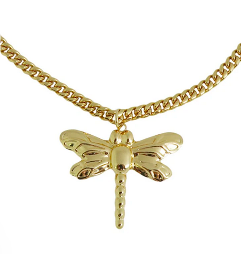 Trollslända Stor Halsband Guld