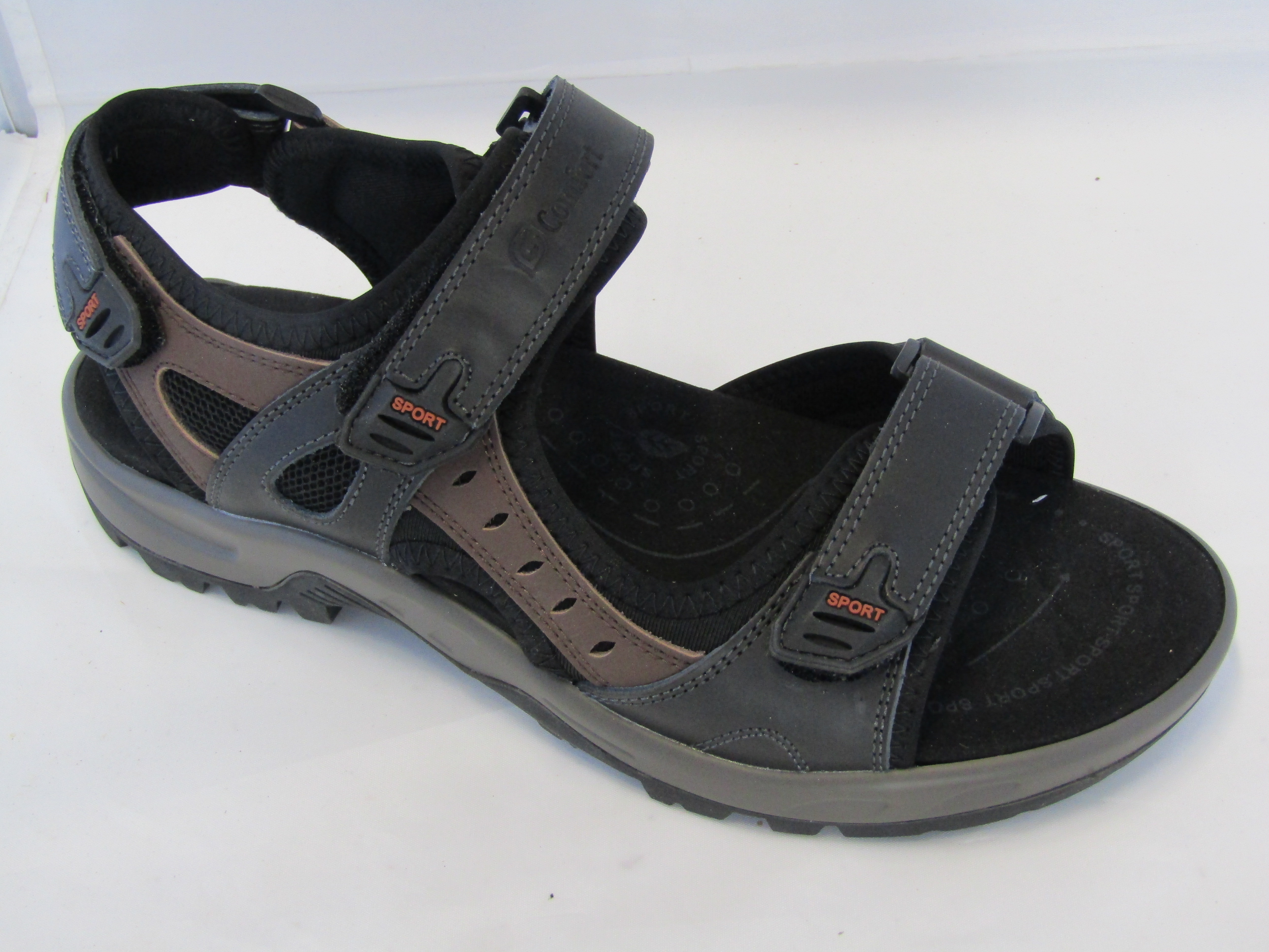 Comfort sandal med urtagbar sula Svart/Brun 9675-1 S - 2