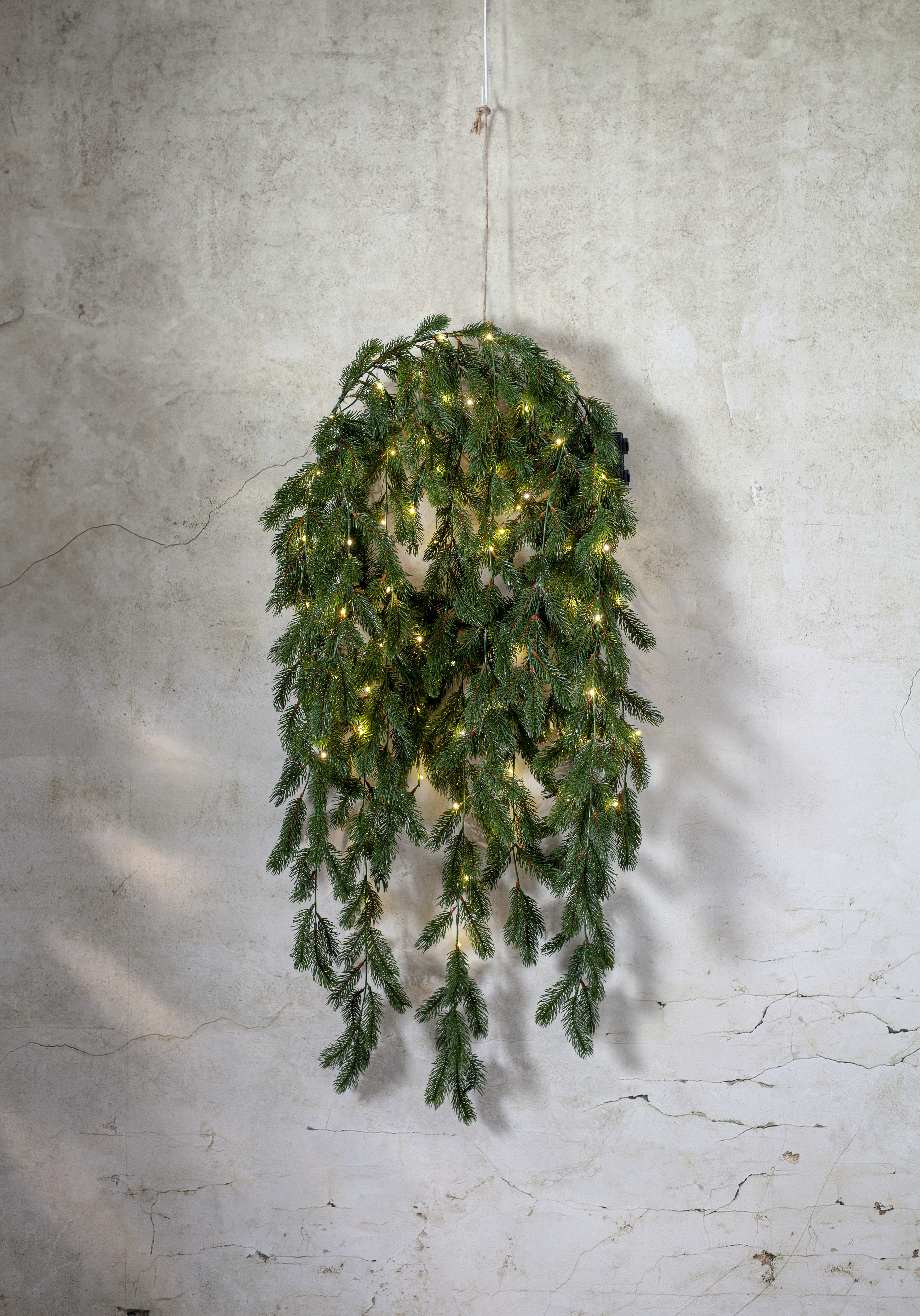 Krans med Ljusslinga - Grön - 50x70 cm - Timer - Batteridriven - 5